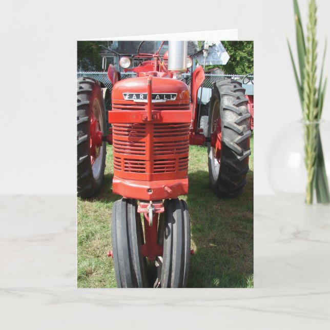 Antique Red Tractor Card (Front)