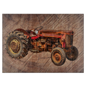 Antique Red Tractor Cutting Board