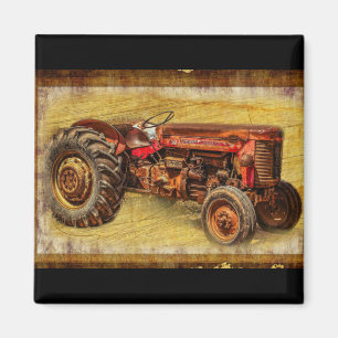 Antique Red Tractor Magnet