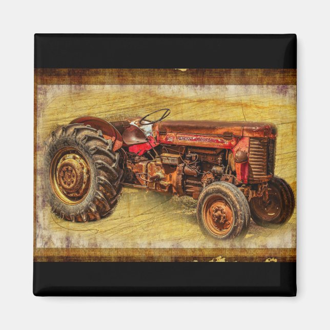 Antique Red Tractor Magnet (Front)