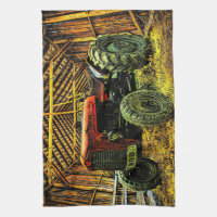 Rustic Barn Tractor – Kitchen Tea Towel