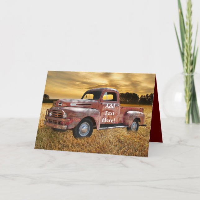 Antique Red Truck Farm Field Card (Front)