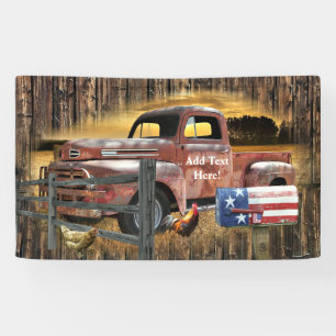 Antique Red Truck Vintage Red Truck Farm Truck Banner