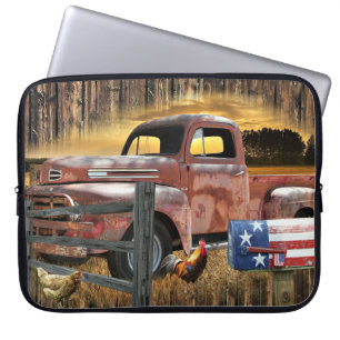 Antique Red Truck Vintage Red Truck Farm Truck Laptop Sleeve
