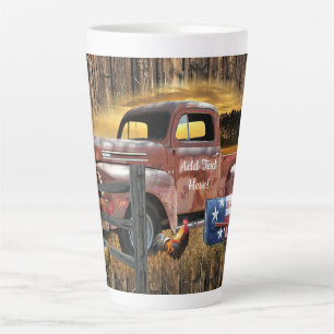 Antique Red Truck Vintage Red Truck Farm Truck Latte Mug