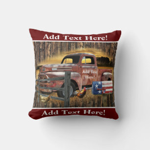 Antique Red Truck Vintage Red Truck Farm Truck Throw Pillow