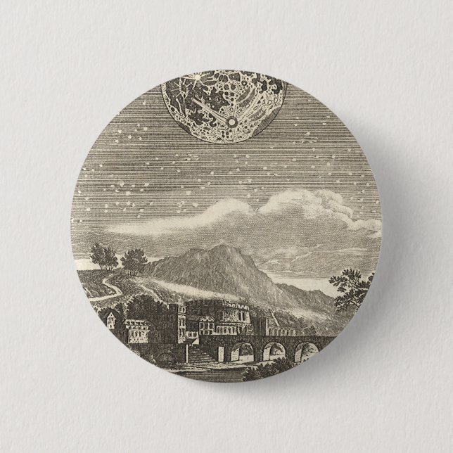 Antique Renaissance Era Moon by Allain Mallet 2 Inch Round Button (Front)