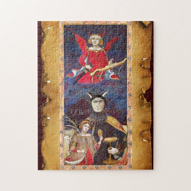 ANTIQUE RENAISSANCE TAROT 15 -THE DEVIL JIGSAW PUZZLE (Vertical)