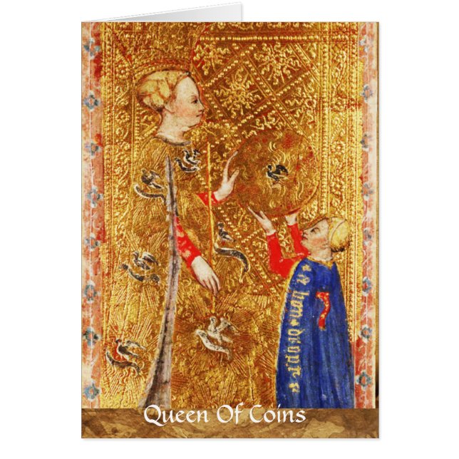 ANTIQUE RENAISSANCE TAROT/ QUEEN OF COINS (Front)