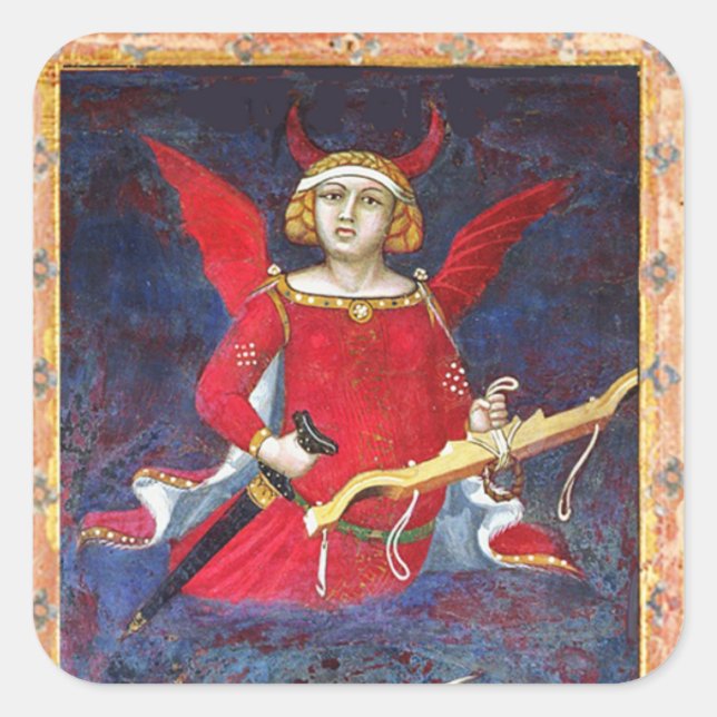 ANTIQUE RENAISSANCE TAROT /THE DEVIL Pride Detail Square Sticker (Front)