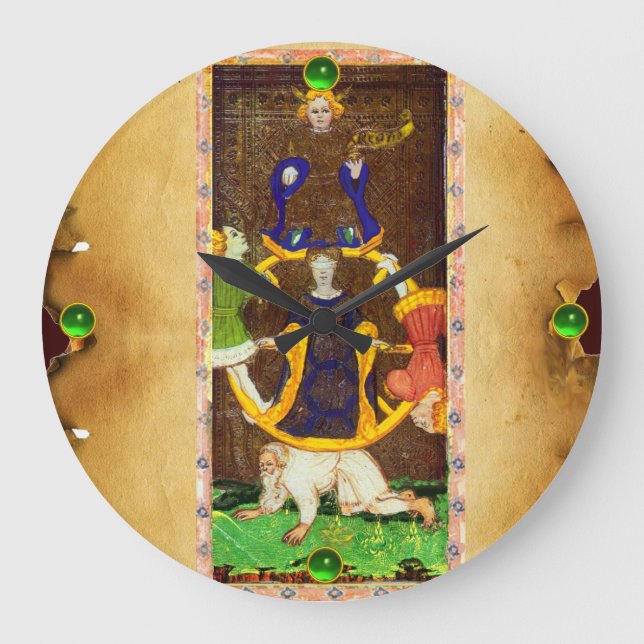 ANTIQUE RENAISSANCE TAROTS 10 /THE WHEEL OF FORTUN LARGE CLOCK (Front)