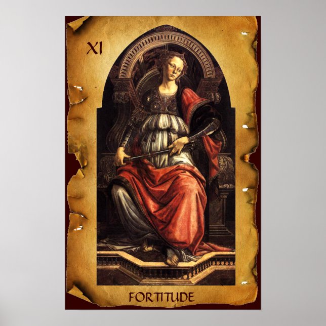ANTIQUE RENAISSANCE TAROTS 11/ FORTITUDE Parchment Poster (Front)