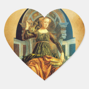 ANTIQUE RENAISSANCE TAROTS 14 TEMPERANCE Heart Sticker