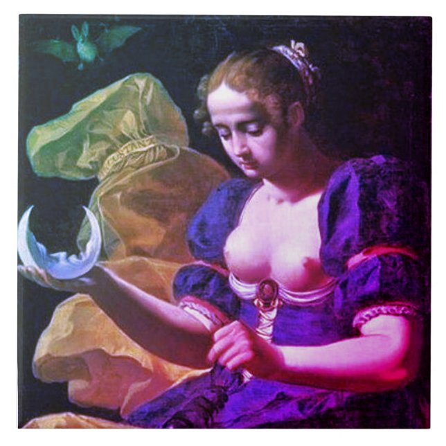 ANTIQUE RENAISSANCE TAROTS 18 /THE MOON TILE (Front)