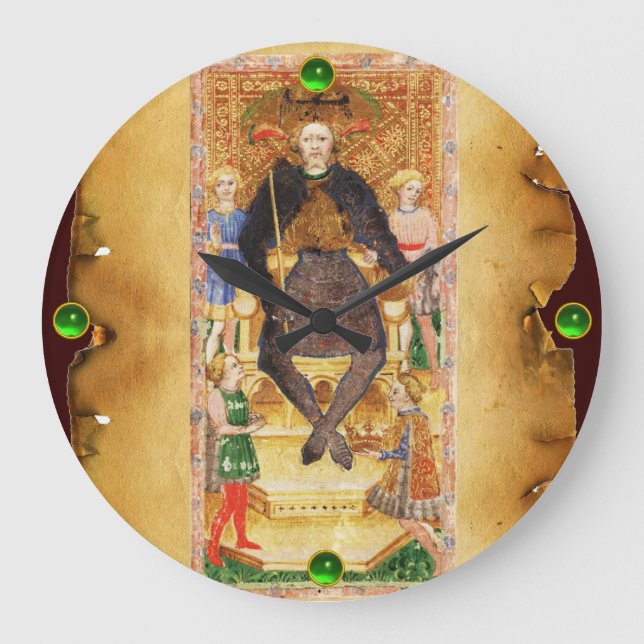 ANTIQUE RENAISSANCE TAROTS 4 / THE EMPEROR LARGE CLOCK (Front)