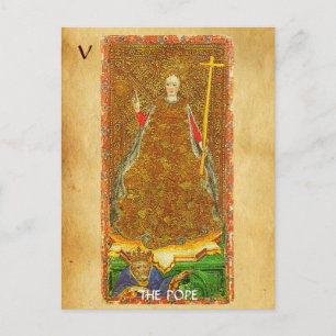 ANTIQUE RENAISSANCE TAROTS 5 / THE POPE ( Faith ) Postcard