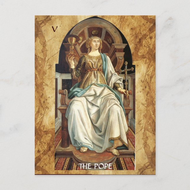 ANTIQUE RENAISSANCE TAROTS 5 / THE POPE POSTCARD (Front)