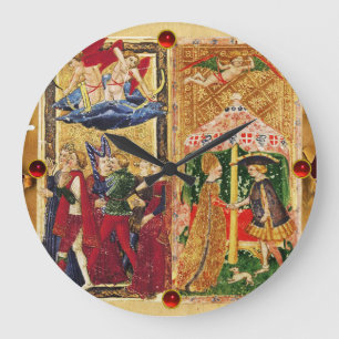 ANTIQUE RENAISSANCE TAROTS 6 / THE LOVERS LARGE CLOCK