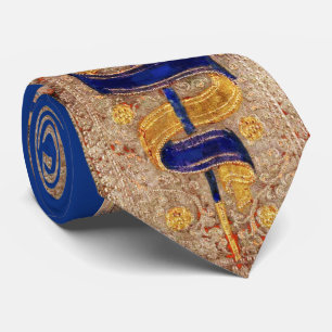 ANTIQUE RENAISSANCE TAROTS,ACE OF SWORDS Gold Blue Tie