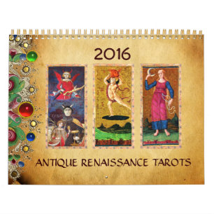 ANTIQUE RENAISSANCE TAROTS FLORAL PARCHMENT 2016 CALENDAR