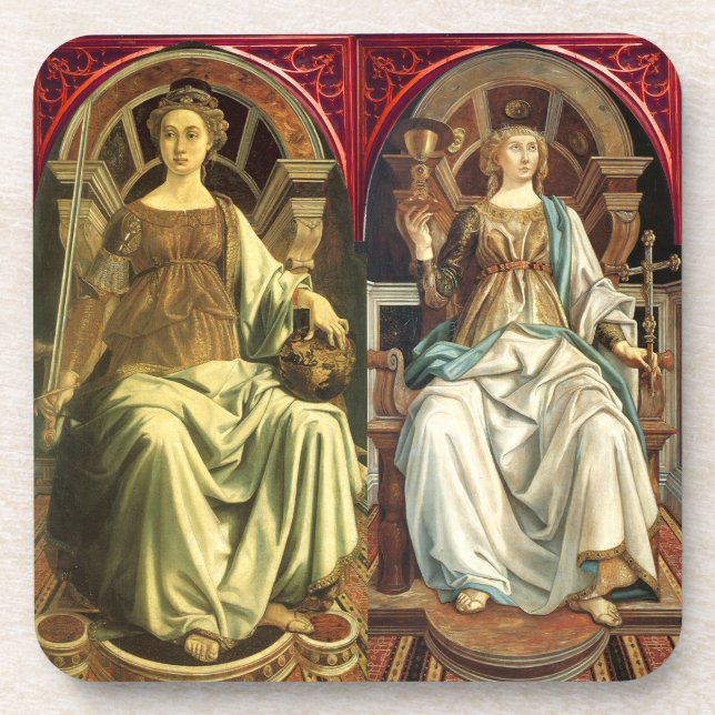 ANTIQUE RENAISSANCE TAROTS / JUSTICE - POPE COASTER (Front)