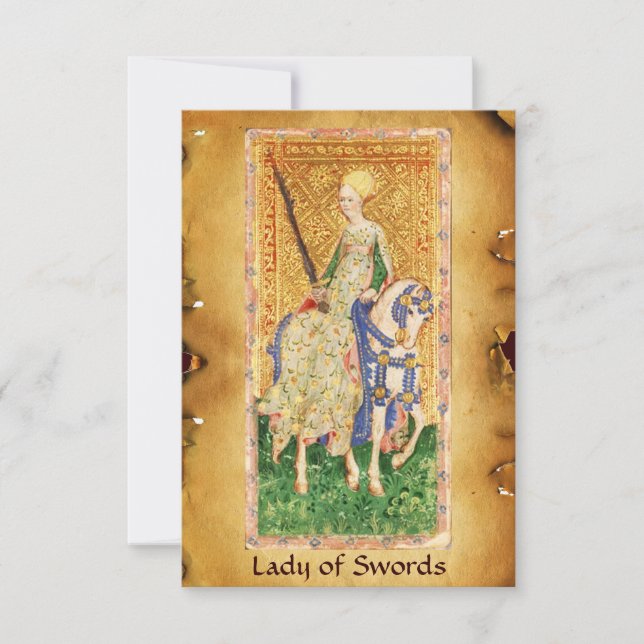 ANTIQUE RENAISSANCE TAROTS / LADY OF SWORDS ANNOUNCEMENT (Front)