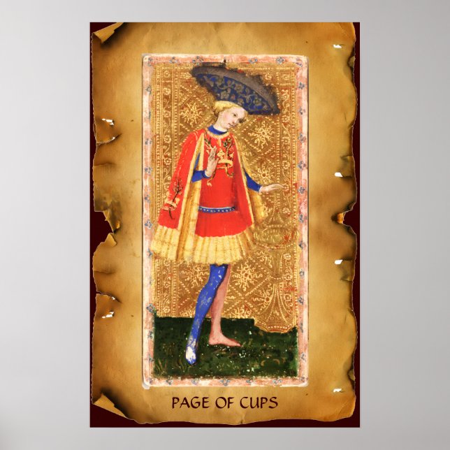 ANTIQUE RENAISSANCE TAROTS  / PAGE OF CUPS POSTER (Front)