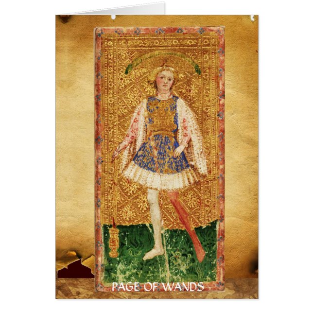 ANTIQUE RENAISSANCE TAROTS / PAGE OF WANDS (Front)