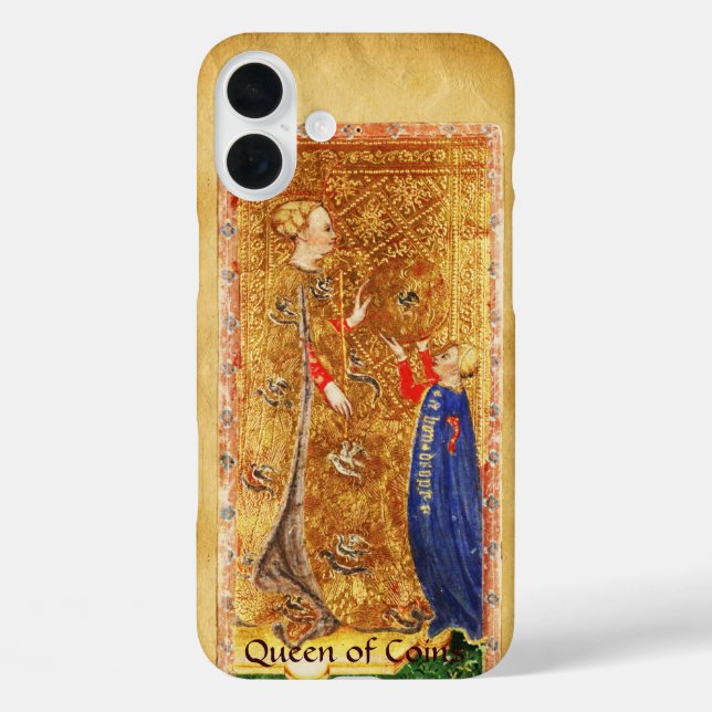 ANTIQUE RENAISSANCE TAROTS,QUEEN OF COINS Case-Mate iPhone CASE (Back)