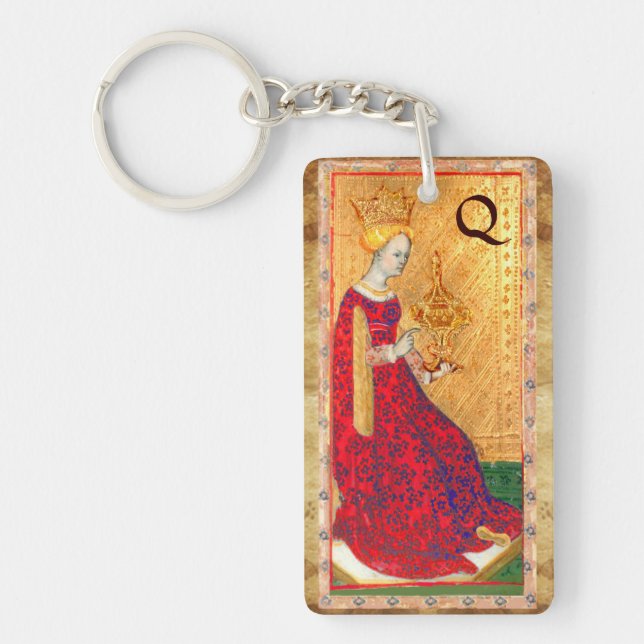 ANTIQUE RENAISSANCE TAROTS /QUEEN OF CUPS MONOGRAM KEYCHAIN (Front)