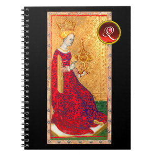 ANTIQUE RENAISSANCE TAROTS /QUEEN OF CUPS MONOGRAM NOTEBOOK