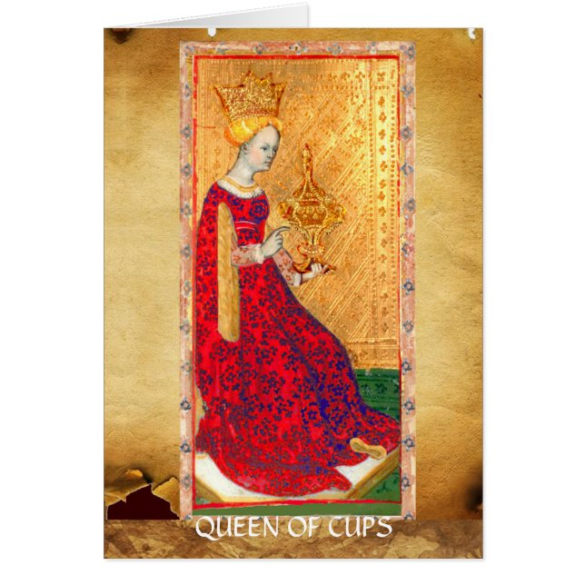 ANTIQUE RENAISSANCE TAROTS REINE DES TASSES Annive (Devant)