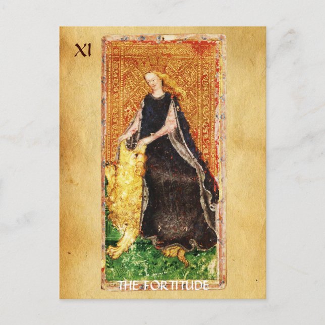 ANTIQUE RENAISSANCE TAROTS THE FORTITUDE- STRENGHT POSTCARD (Front)