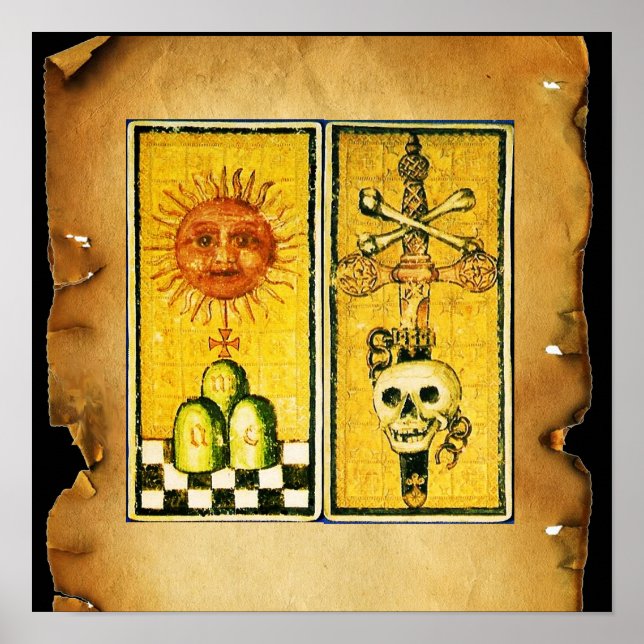 ANTIQUE RENAISSANCE TAROTS /THE SUN ,ACE OF SWORDS POSTER (Front)