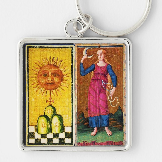 ANTIQUE RENAISSANCE TAROTS  /THE SUN AND THE MOON KEYCHAIN (Front)