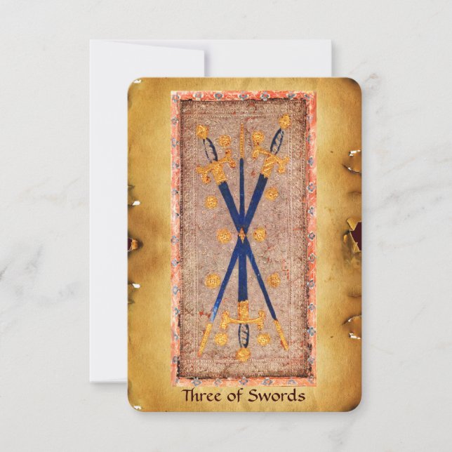 ANTIQUE RENAISSANCE TAROTS  / Three of Swords (Front)