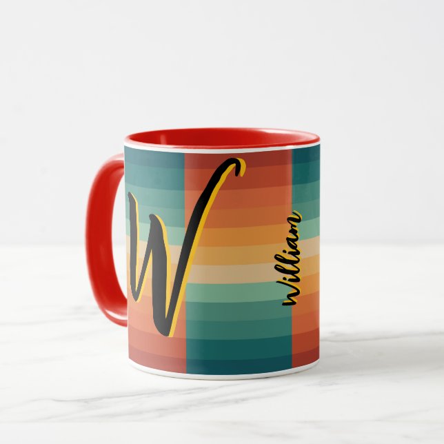Antique Retro Name, Monogrammed Vintage Coffee Mug (Front Left)
