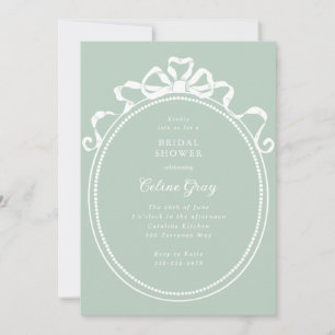 Antique Ribbon Bow Victorian Frame Bridal Shower Invitation