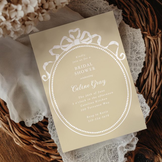 Antique Ribbon Bow Victorian Frame Bridal Shower Invitation (Creator Uploaded)
