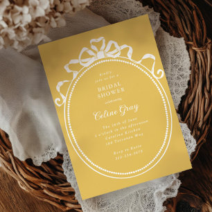 Antique Ribbon Bow Victorian Frame Bridal Shower Invitation