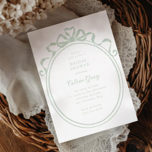 Antique Ribbon Bow Victorian Frame Bridal Shower Invitation