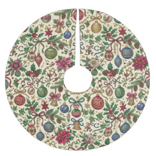 Antique Ribbons and Ornaments Christmas  Brushed Polyester Tree Skirt