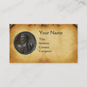 ANTIQUE ROMAN BRONZE MEDALLION  MONOGRAM parchment Business Card