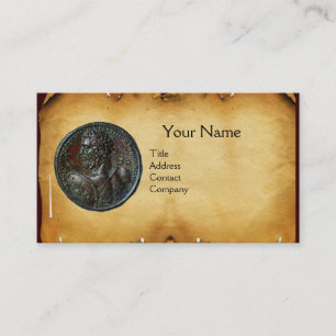 ANTIQUE ROMAN BRONZE MEDALLION  MONOGRAM parchment Business Card