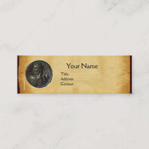 ANTIQUE ROMAN BRONZE MEDALLION  MONOGRAM parchment Mini Business Card