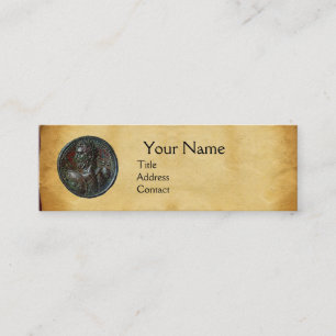 ANTIQUE ROMAN BRONZE MEDALLION MONOGRAM parchment Mini Business Card