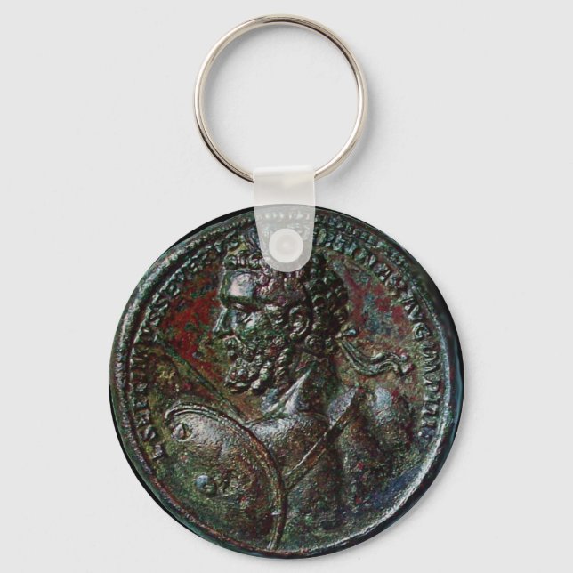 ANTIQUE ROMAN BRONZE MEDALLION SEPTIMUS SEVERUS KEYCHAIN (Front)