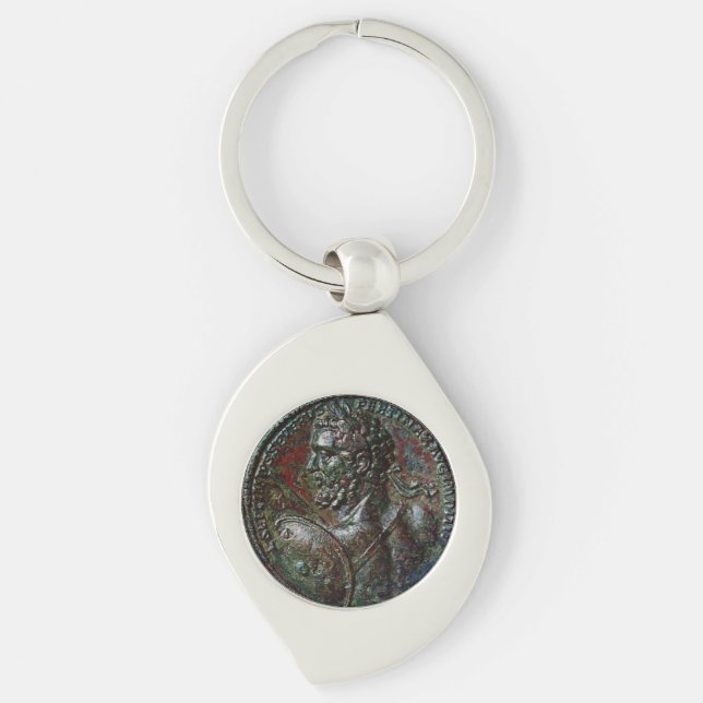 ANTIQUE ROMAN BRONZE MEDALLION SEPTIMUS SEVERUS KEYCHAIN (Front)