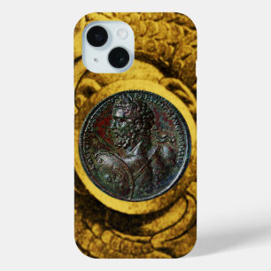 ANTIQUE ROMAN BRONZE MEDALLION WITH GOLD GRIFFINS iPhone 15 CASE