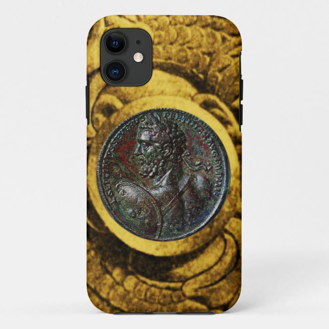 ANTIQUE ROMAN BRONZE MEDALLION WITH GOLD GRIFFINS Case-Mate iPhone CASE (Back)